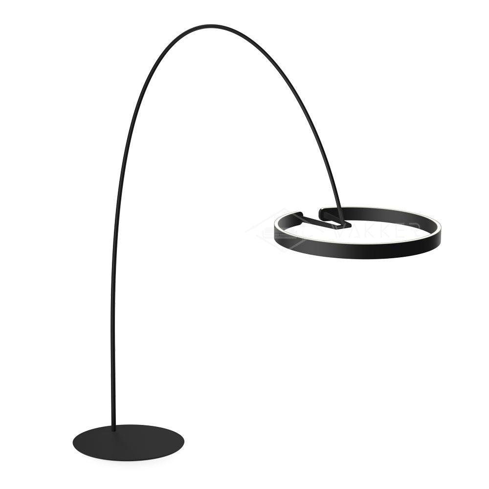 Black Cool White Ring Floor Lamp with a diameter of 23.6" (60cm)