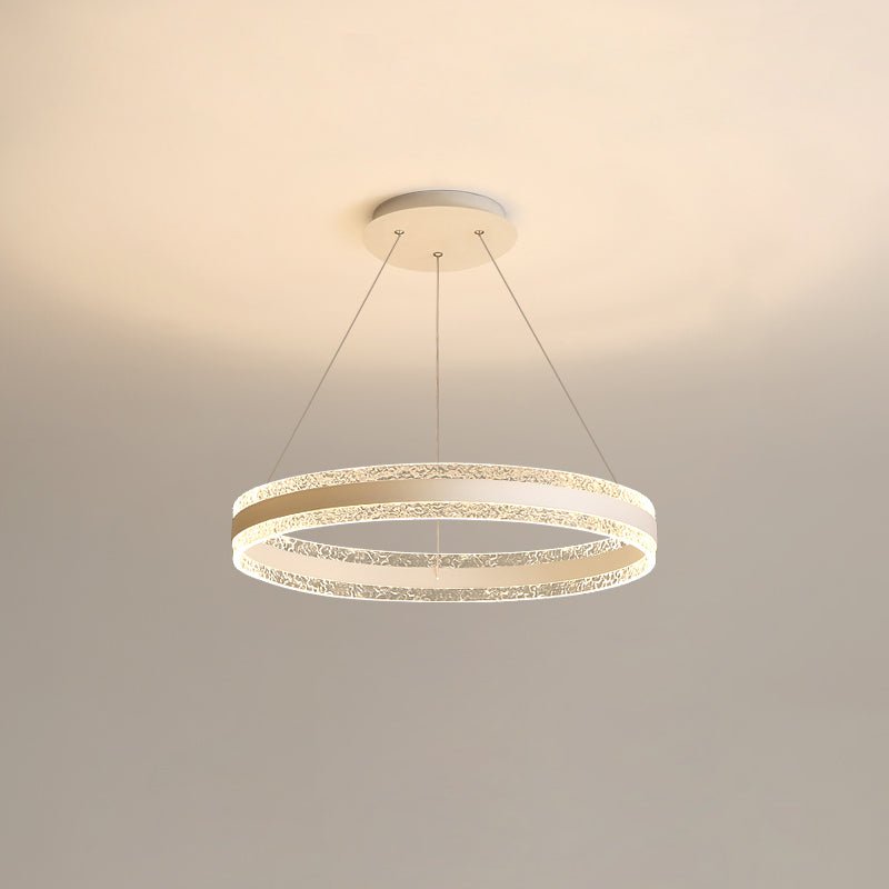 Single Layer White Modern Circle LED Chandelier with Three-Color Changing Light, Diameter 23.6 inches x Height 47.2 inches (Diameter 60cm x Height 120cm)