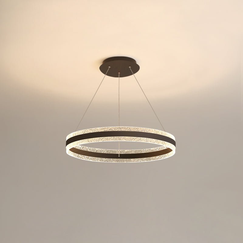 Modern Circle LED Chandelier with Single Layer in Black, featuring Three-color Changing Light, with a Diameter of 50cm and a Height of 120cm (19.7" x 47.2")