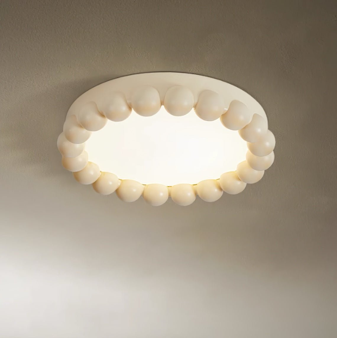 Ceiling Lamp Molina with Beige Shade, Cool White Light, Diameter 17.3" x Height 3.5" (44cm x 9cm)