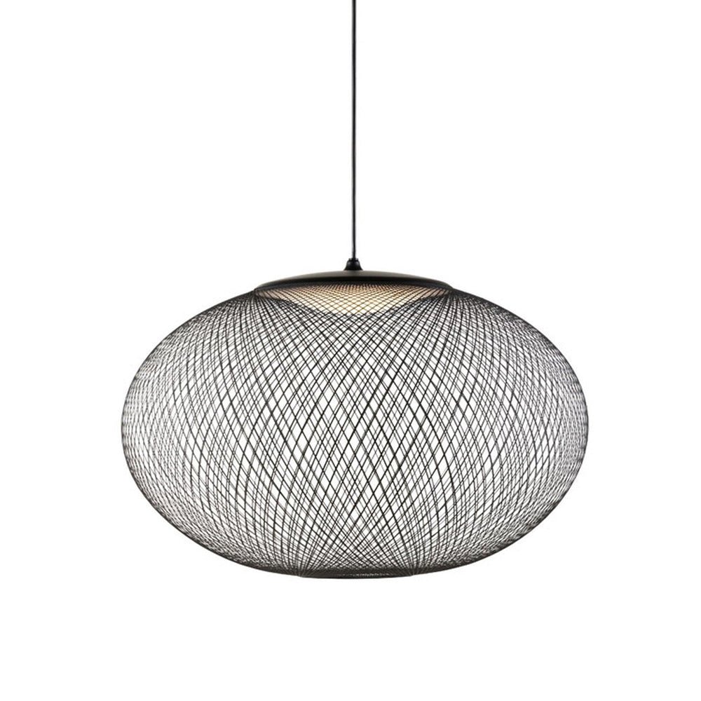 Black Pendant Light NR2 with Diameter 27.6 inches x Height 59 inches (70cm x 150cm) in Cool White (6000K)
