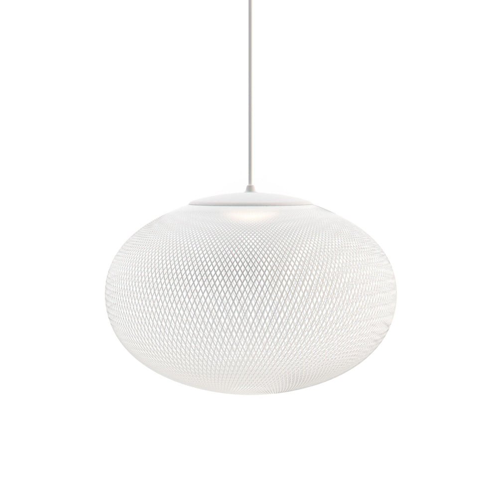 White NR2 Pendant Light with 19.7" Diameter and 59" Height, emits Daylight (4000K) illumination, measuring 50cm in diameter and 150cm in height.