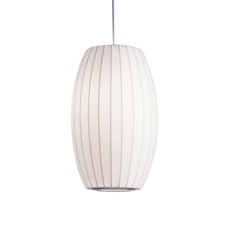 White Nelson Bubble Pendant Lamp Model D, with a diameter of 7.9 inches and a height of 15.8 inches (20cm x 40cm).