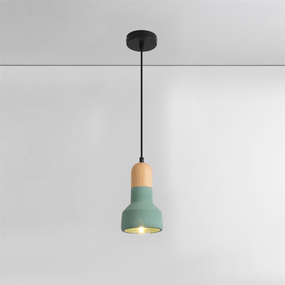 Green Nessa Wood Pendant Light with a Diameter of 4.9" and Height of 6.9" (12.5cm x 19cm)