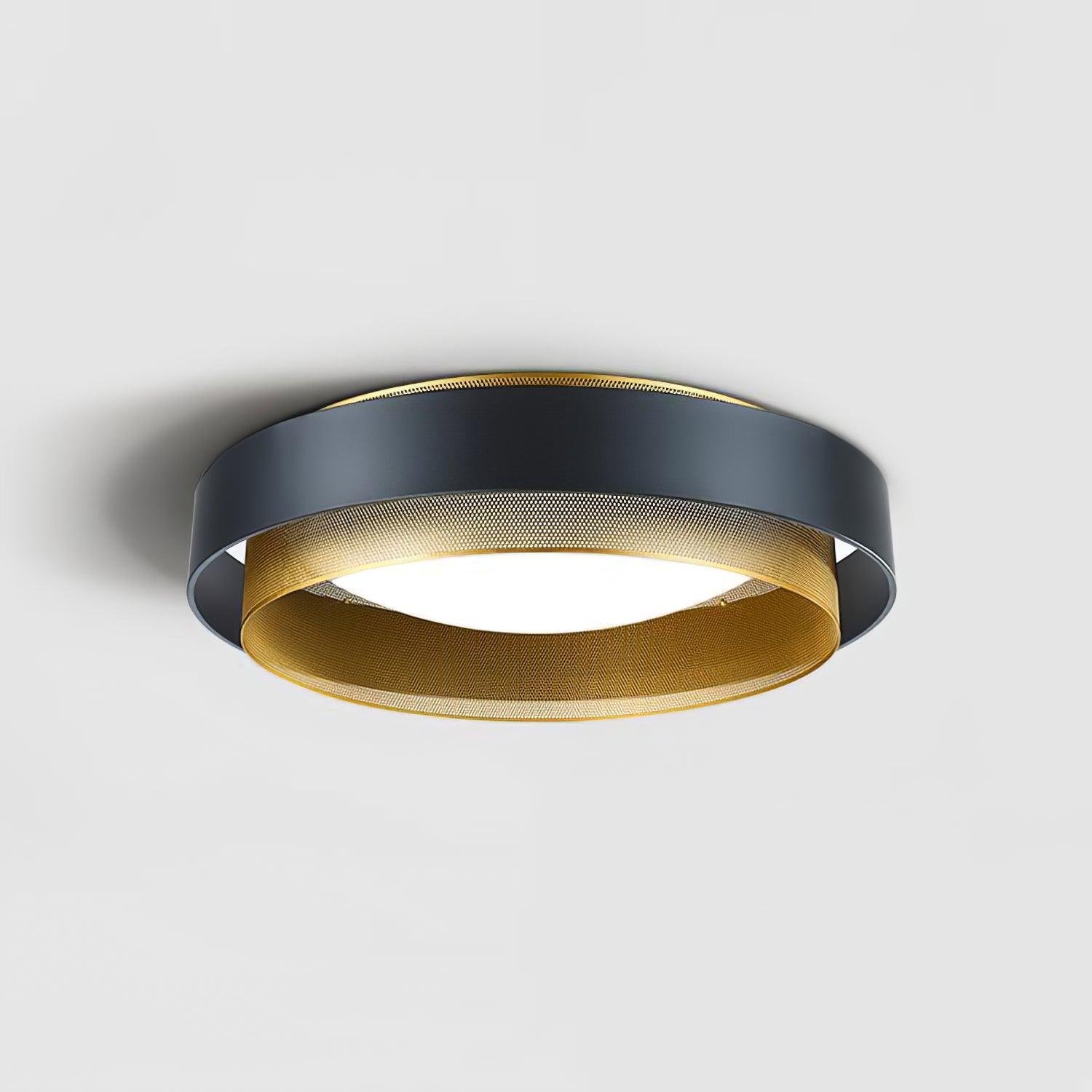 Nolan Ceiling Light in Gold and Black with Three-Color Changing Light, Diameter 18.1" x Height 5.9" (46cm x 15cm)