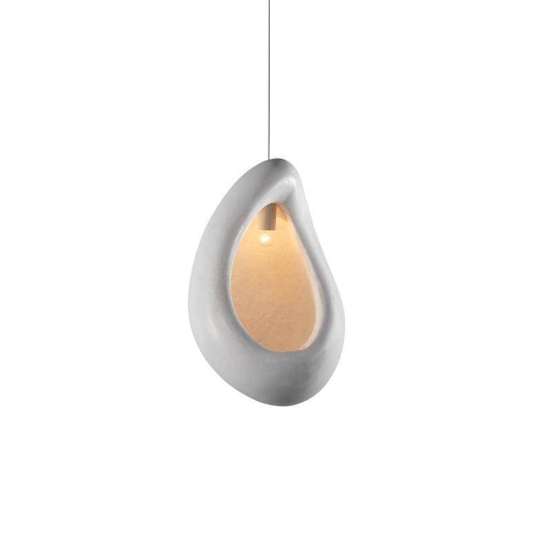 Nula Pendant Lamp in White with dimensions of ∅ 13.7″ x H 21.6″ or Dia 35cm x H 55cm.