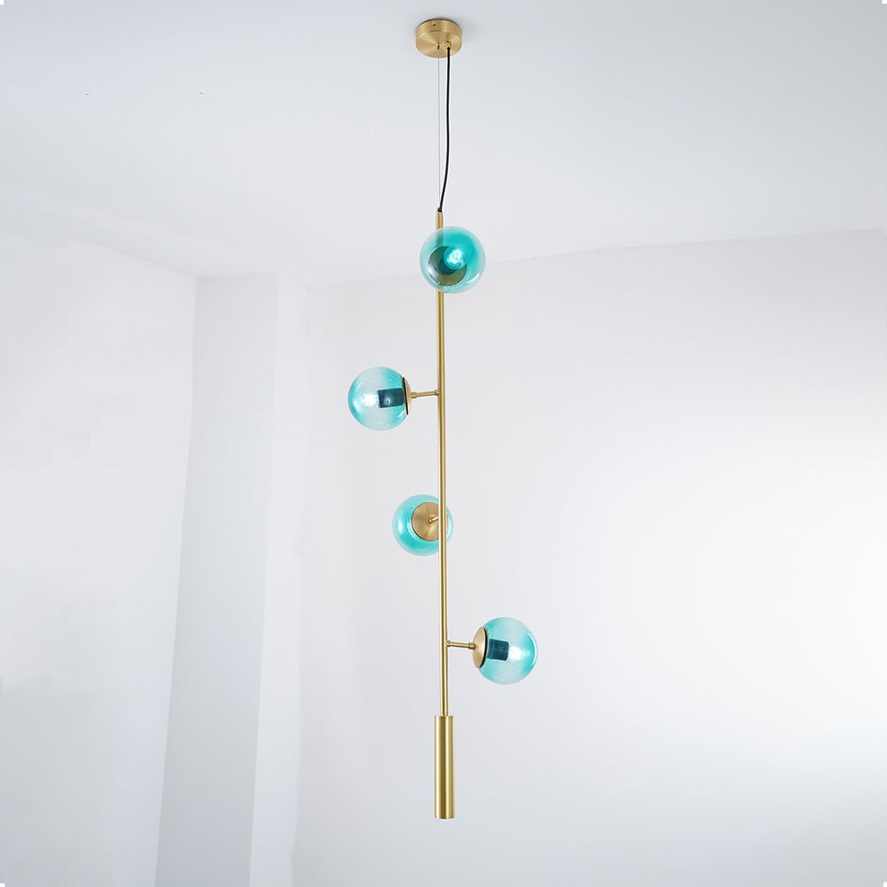 Blue Brass Orb Pendant Light, Diameter 17.7" x Height 51.2" (45cm x 130cm)