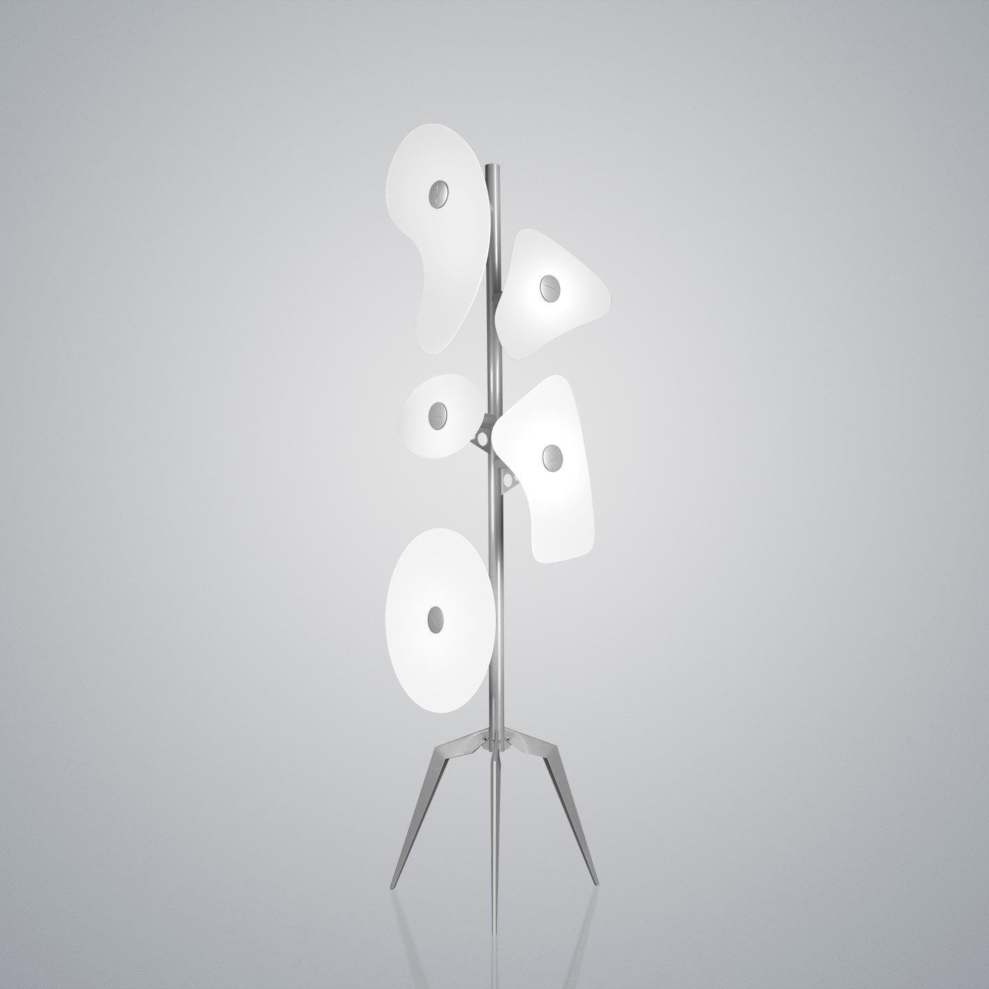 White Orbital Floor Lamp with a diameter of 19.6 inches and a height of 66.9 inches (or 50cm x 170cm) - European Plug