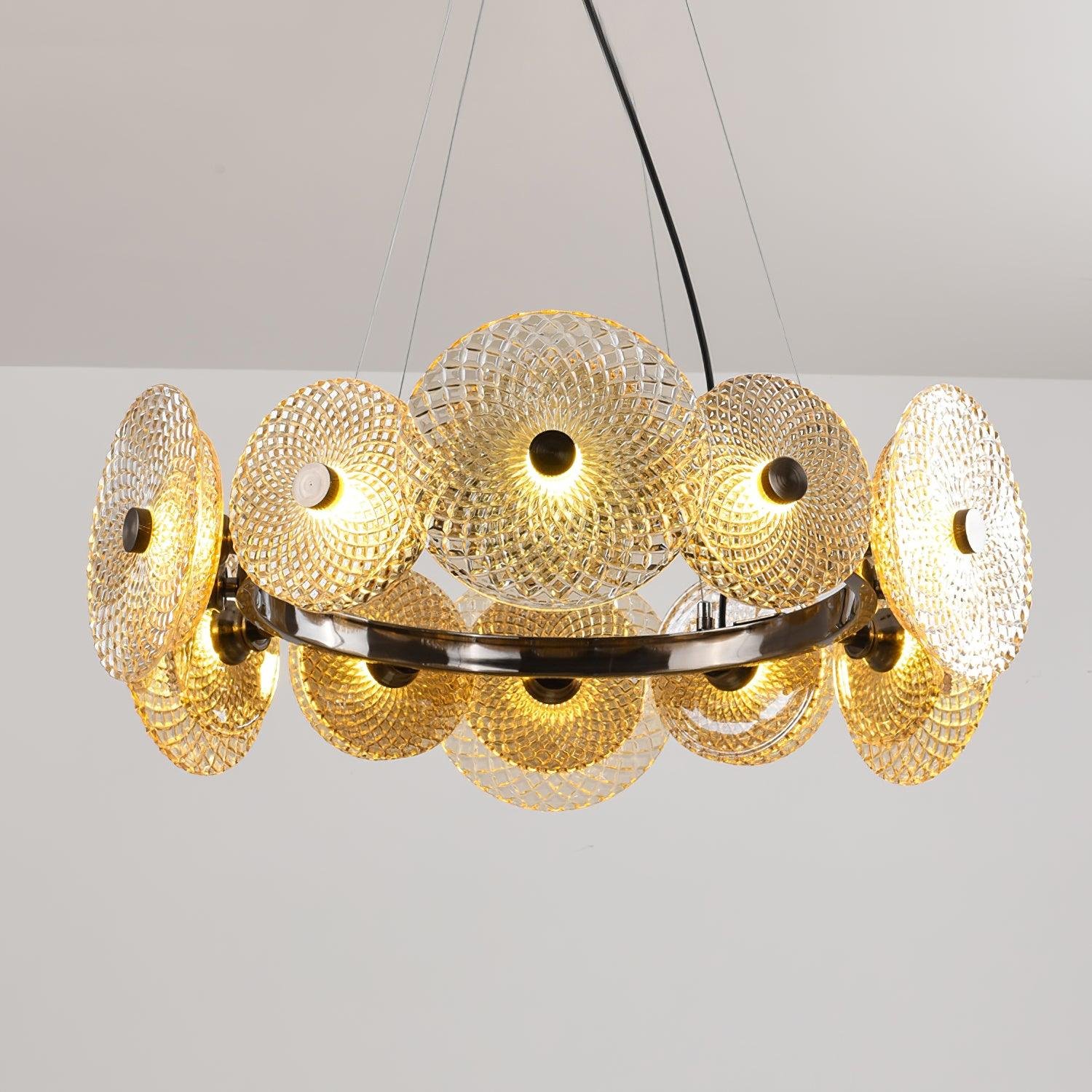 Bronzed Paige Chandelier with 8 Heads, 33.5-inch Diameter x 11-inch Height (85cm x 28cm), emitting Cool Light