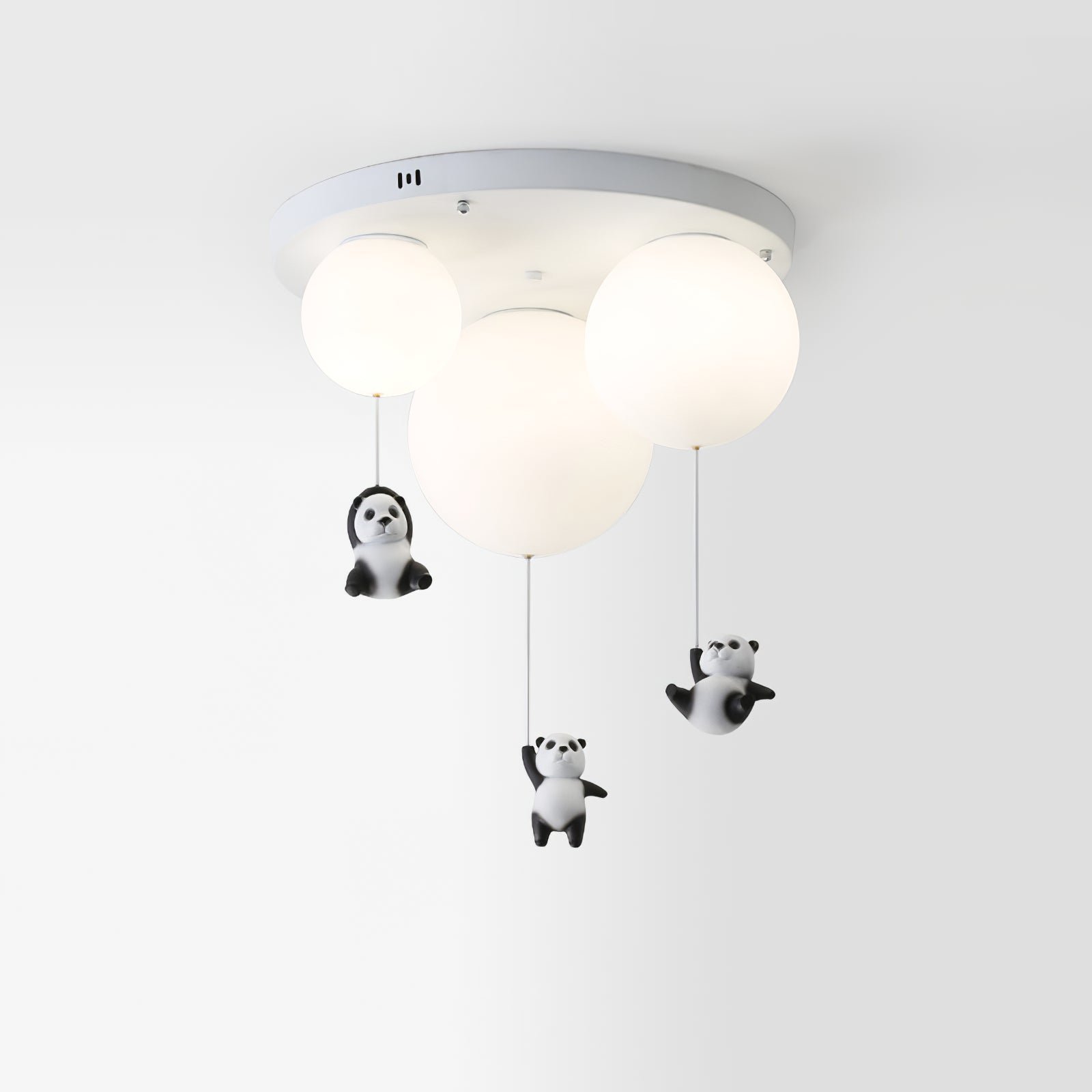 White Panda Ceiling Lamp with 3 Heads, measuring 19.6" in Diameter (50cm)