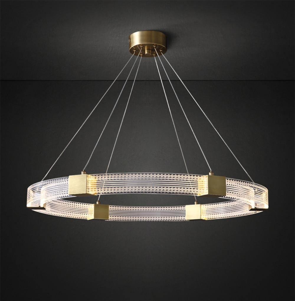 Parallel Ring LED Chandelier in a Cold white finish, with a diameter of 31.5 inches and a height of 2 inches (or 80cm x 5cm).