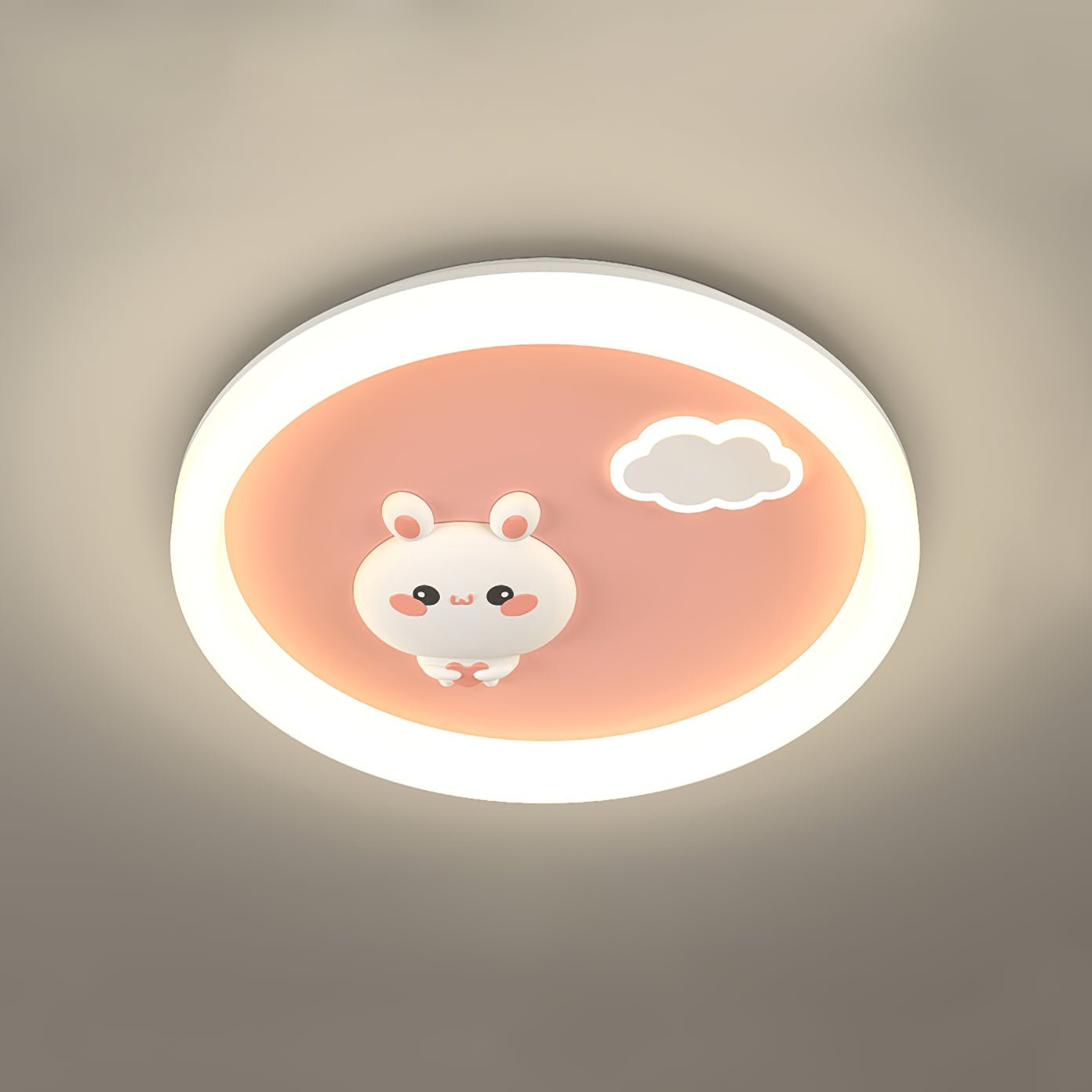 Pink Rabbit Circular Ceiling Lamp with a diameter of 19.7 inches and a height of 2.4 inches (or a diameter of 50cm and a height of 6cm). It comes in Model B Pink with a cool light feature.