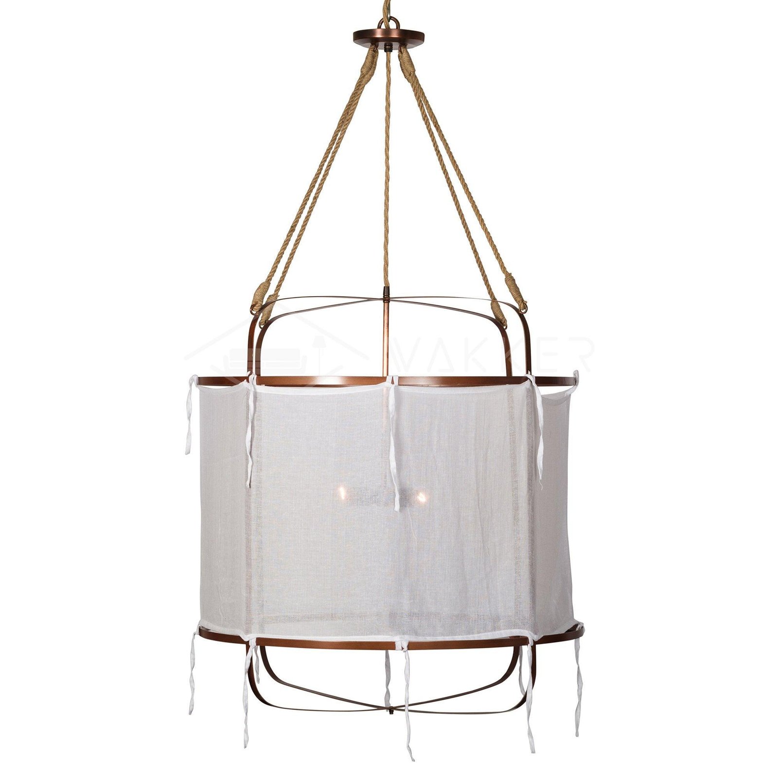 Linen Pendant Light in Provence Style, Copper or White, with Diameter of 15.7 inches and Height of 15.7 inches (40cm x 40cm)