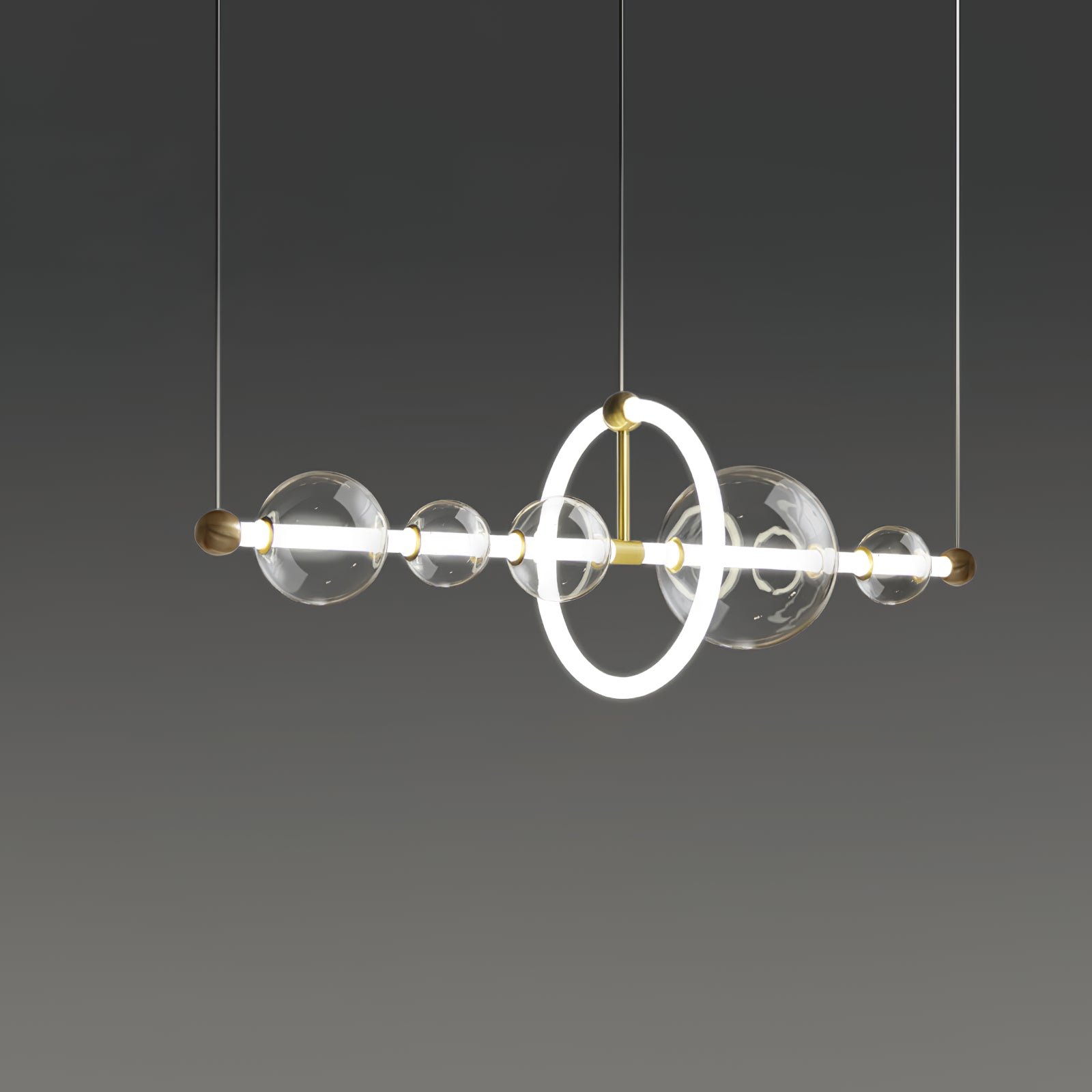 Gold and Clear Puppet Pendant Light, 90cm x 30cm x 30cm (35.4" x 11.8" x 11.8"), with Cool Light