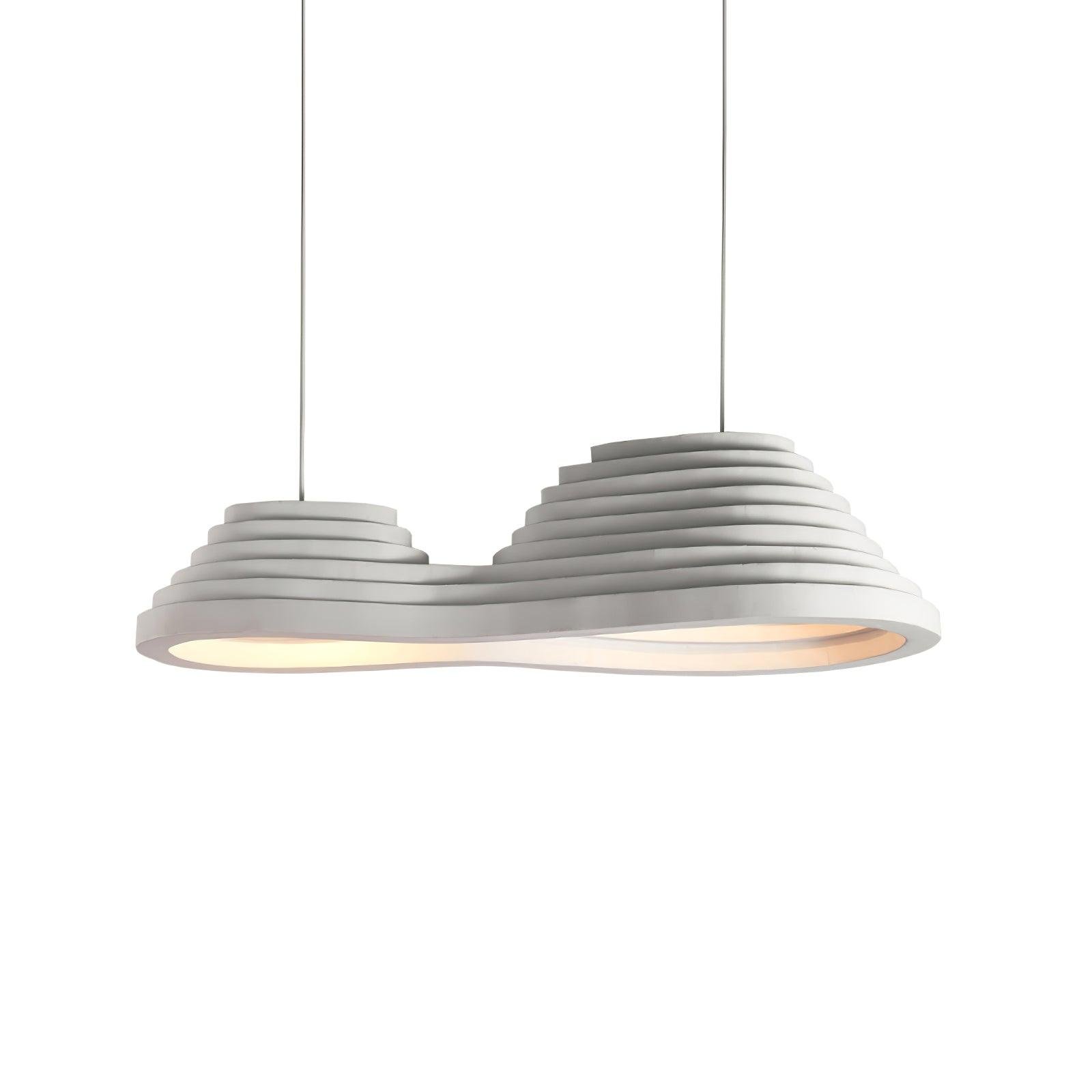 Acoustic Pendant Lamp with Rice Field Design, Gray White Color, Diameter 39.4" x Height 10.6" (100cm x 27cm)