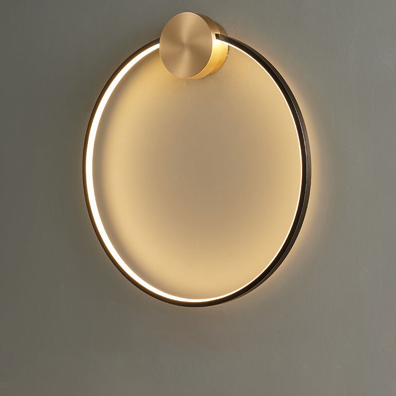 Set of 2 Black/Brass Ring Shaped LED Wall Lights with a Diameter of 50cm, Featuring Three-Color Changing Light