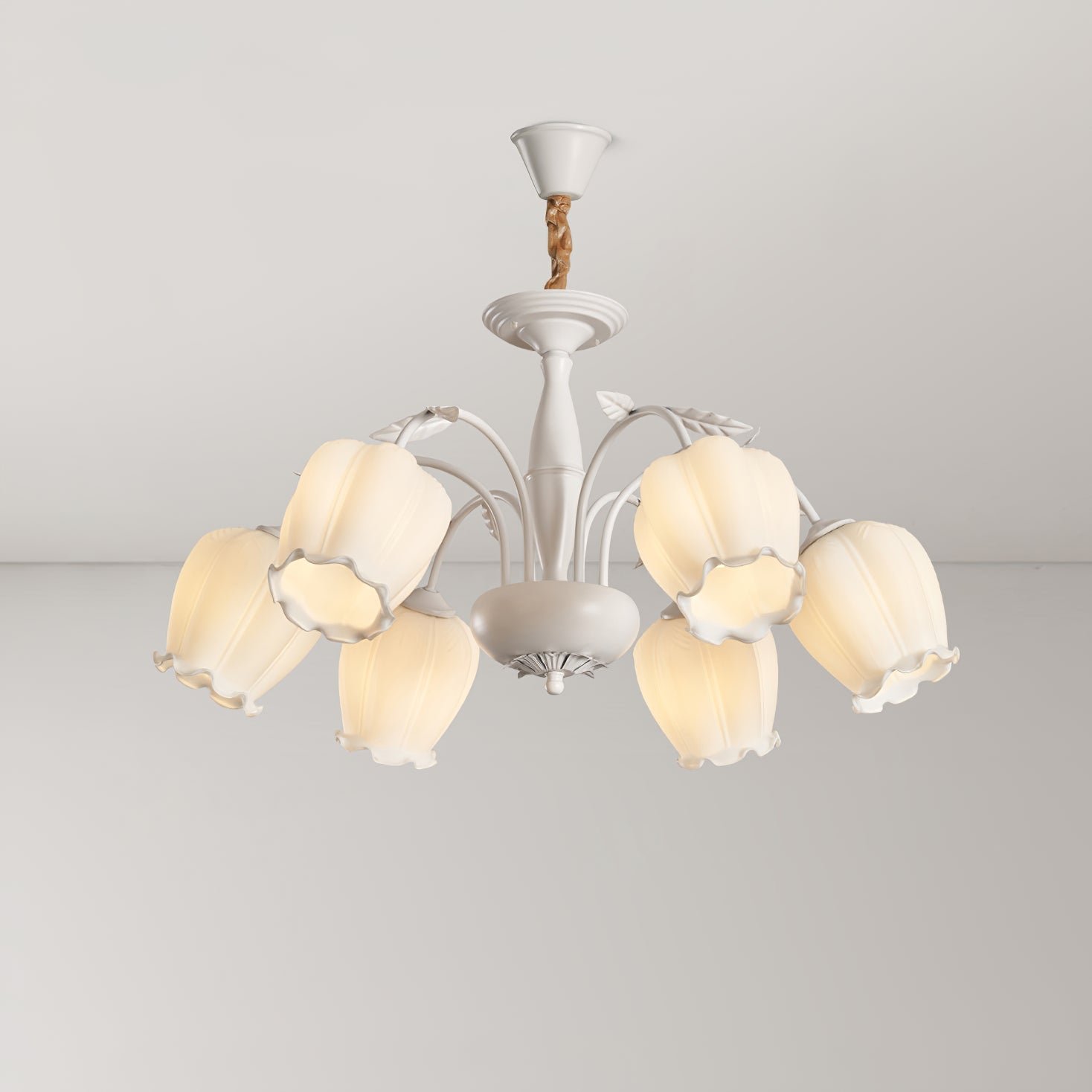Rococo Style Chandelier in White with 6 Heads, 29.5-inch Diameter and 15.7-inch Height (75cm x 40cm)