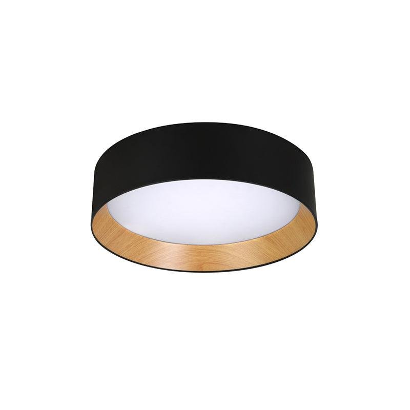 Black Round Ceiling Lamp with a Diameter of 18.1 inches and a Height of 5.1 inches (46cm x 13cm) Emitting Cool Light.