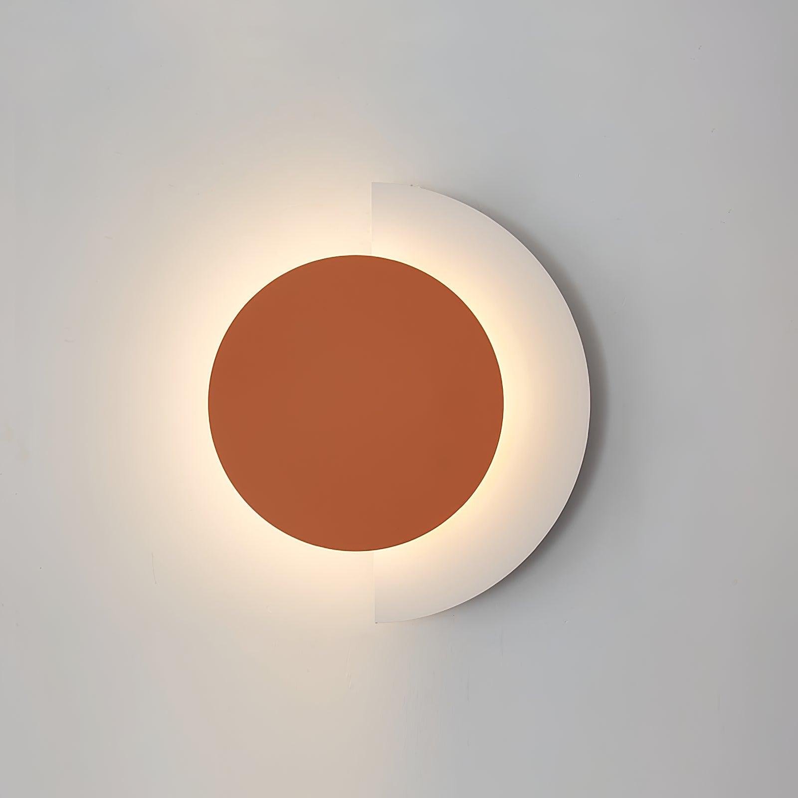 Abstract Art Sconce in Rounded Design, 8.1″ Diameter x 12″ Height (20.5cm x 30.5cm), Orange and White Color with Cool Light