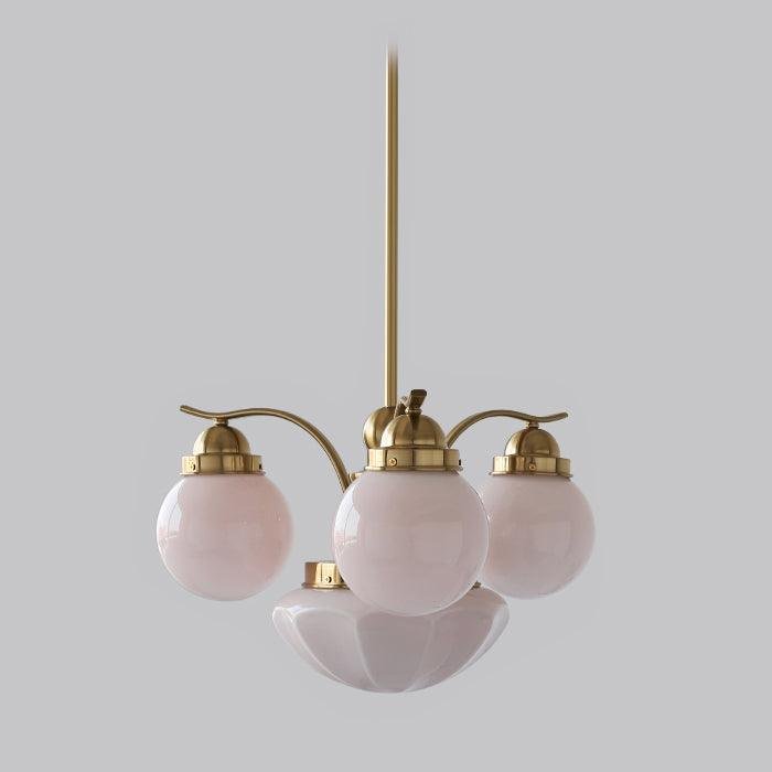 Copper Plated+Pale Pink Ryttenberg Chandelier with 4 Heads, Diameter 21.3″ x Height 11.8″ (54cm x 30cm)