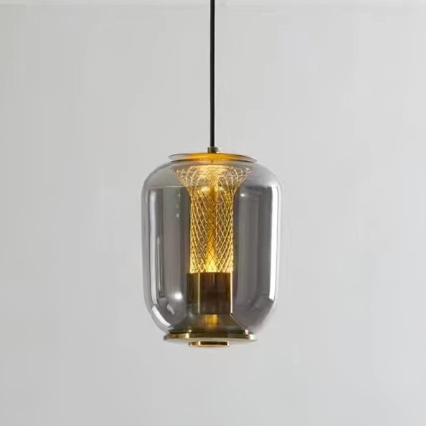 Cool Light Gold+Smoke Grey Savannah Glass Pendant Lights 6.3" Diameter x 8.7" Height (16cm Dia x 22cm H)