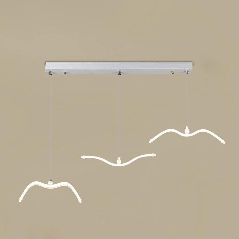 Acrylic Pendant Light with 3 Heads and a Size of 60cm, Emitting a Cold White Color, by Seagull.