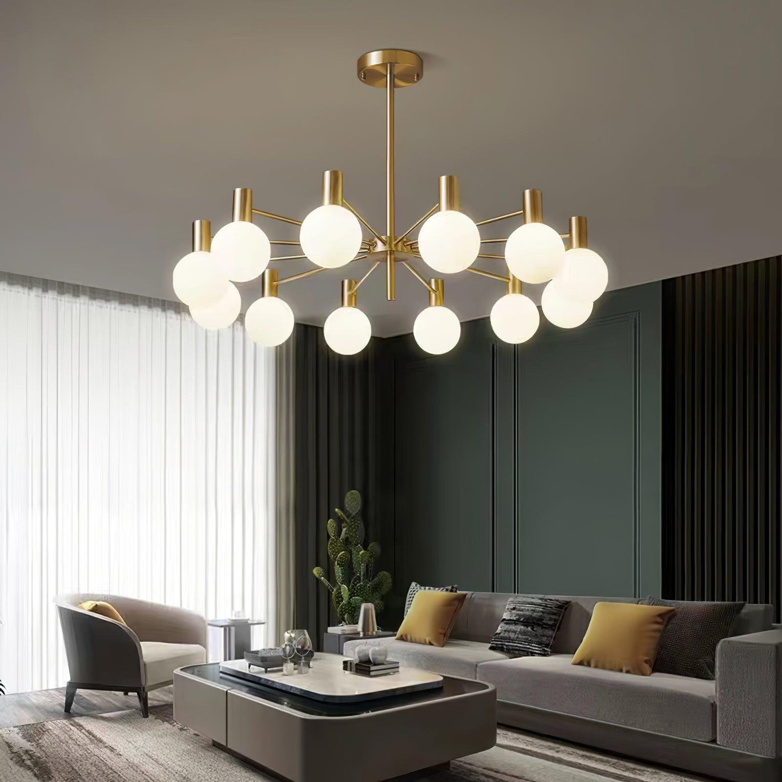 12 Head Selva Chandelier with Copper Plating in White, ∅ 39.4″ x H 7.9″ (100cm x 20cm)