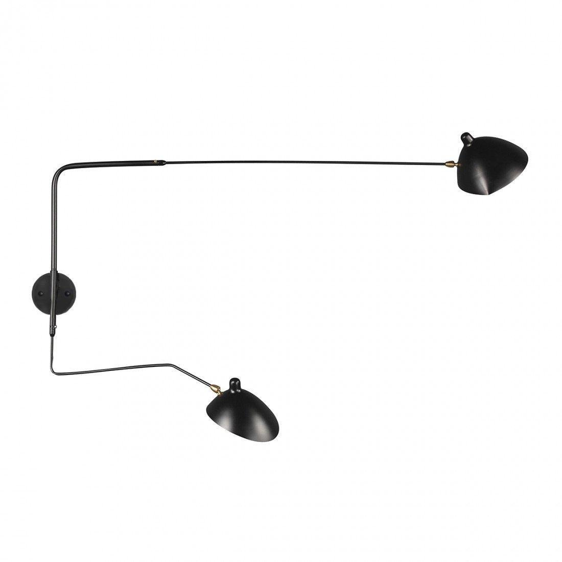 Black Serge Mouille Wall Sconce with 2 Heads and Dia 140cm, Hard Wire Connection