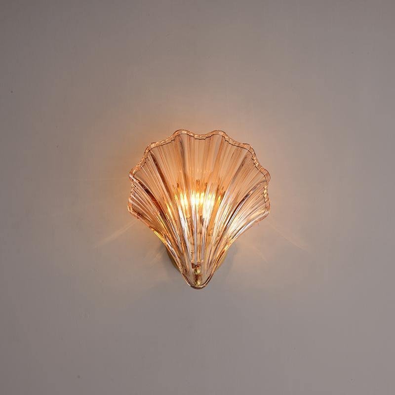 Amber Brass Shell Wall Light with a Diameter of 20cm and Height of 22cm (Set of 2)