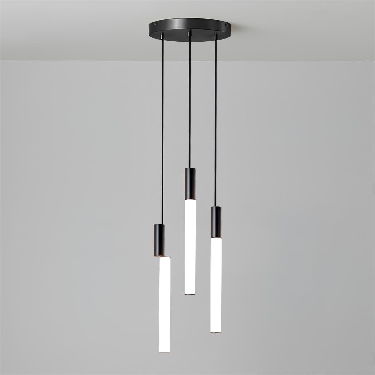 LED Pendant Light with 3 Signal Heads, measuring 7.9 inches in diameter and 59 inches in height (20cm x 150cm), available in Black and White colors, emitting Cool Light.