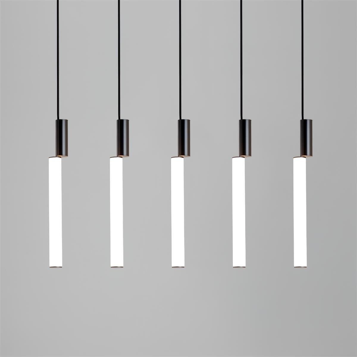 LED Pendant Light with 5 Signal Heads, 23.6" Diameter x 59" Height or 60cm Diameter x 150cm Height, in Black and White, emitting Cool Light.