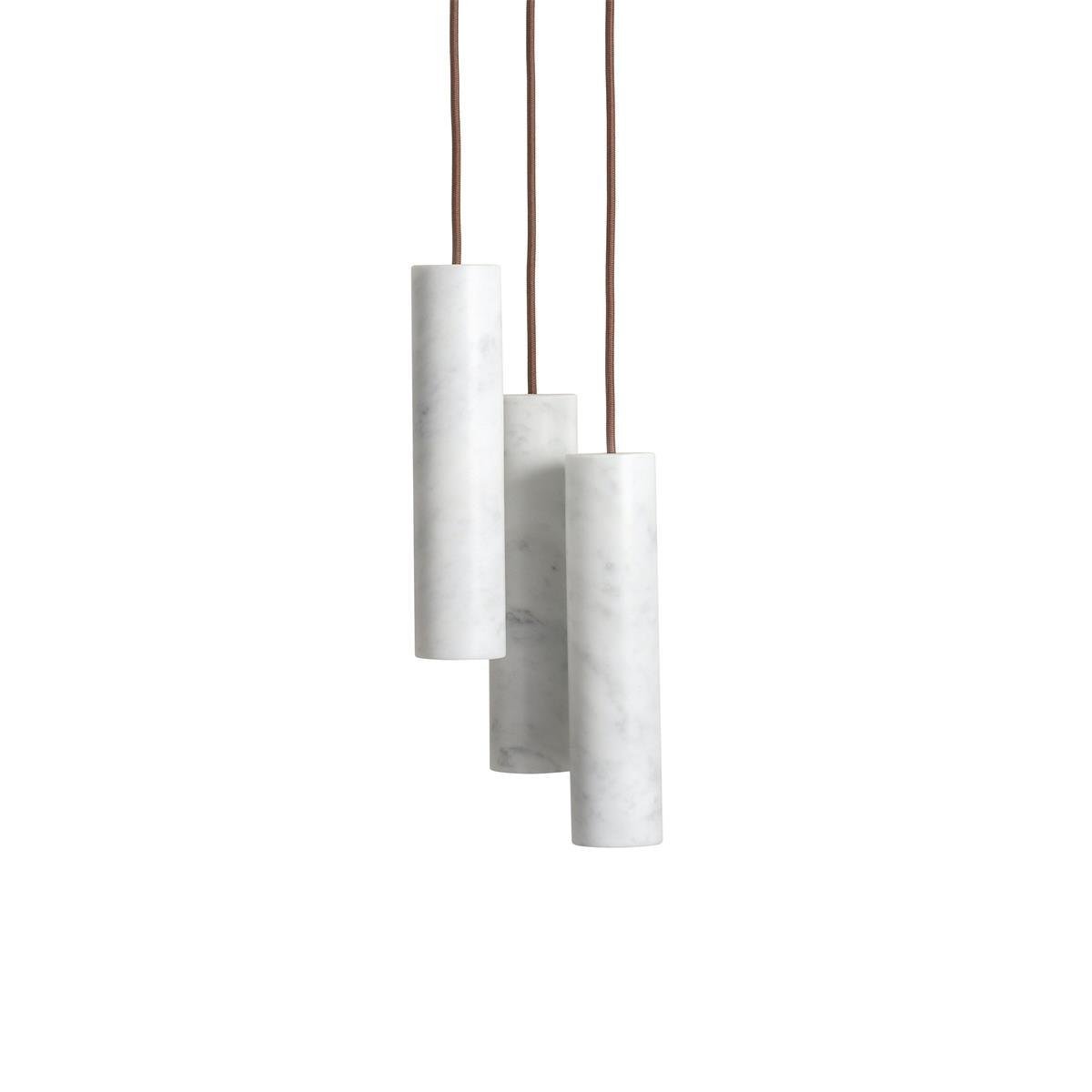 White Silo Pendant Light with 3 Heads, measuring 7.9 inches in diameter and standing 59 inches tall (20cm x 150cm).