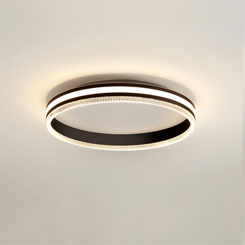 Simple Acrylic Ring Ceiling Light ∅ 19.7″ x H 3.1″ , Dia 50cm x H 8cm , Black , Three-color changing light