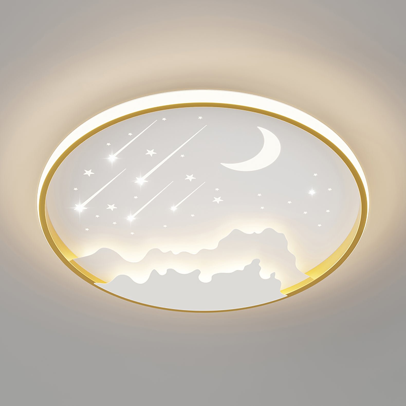 Sky Kids LED Ceiling Light ∅ 19.7″ x H 2.4″ , Dia 50cm x H 6cm , Gold , Cool Light