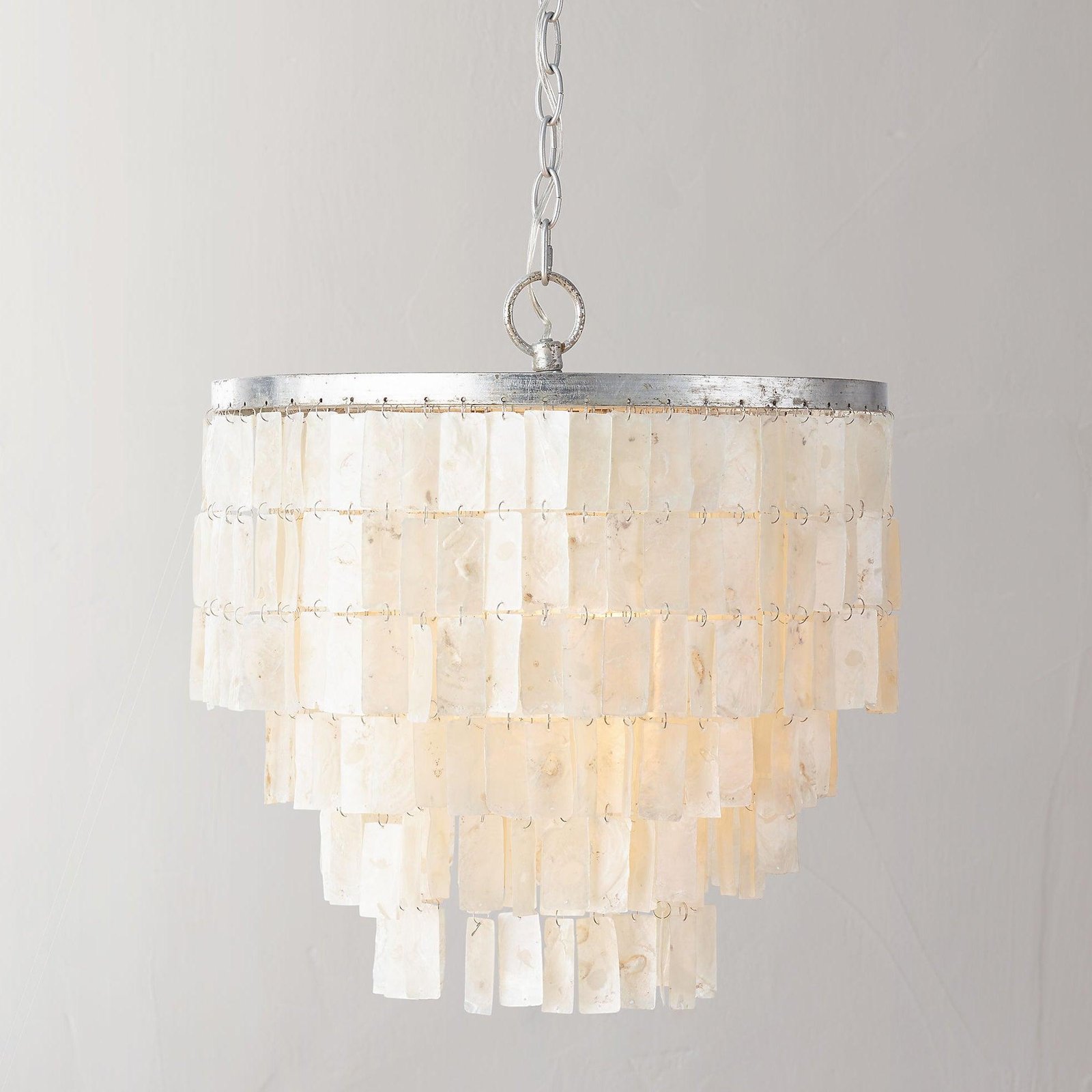 Silver+White Skye Tiered Pendant Light, measuring 21.7 inches in diameter and 19.7 inches in height (or 55cm x 50cm)