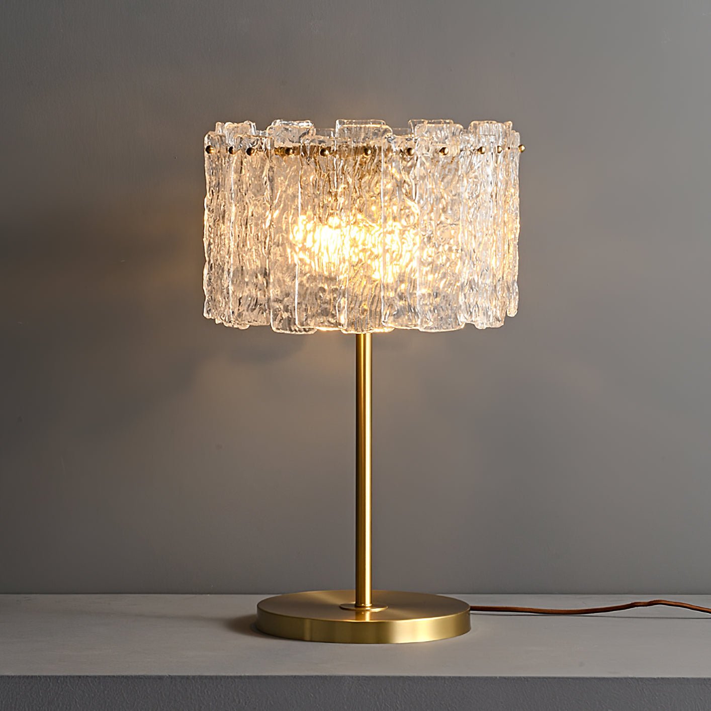 Skylar Table Lamp ∅ 13.7″ x H 23.6″, Dia 35cm x H 60cm , Brass \ Clear , EU plug