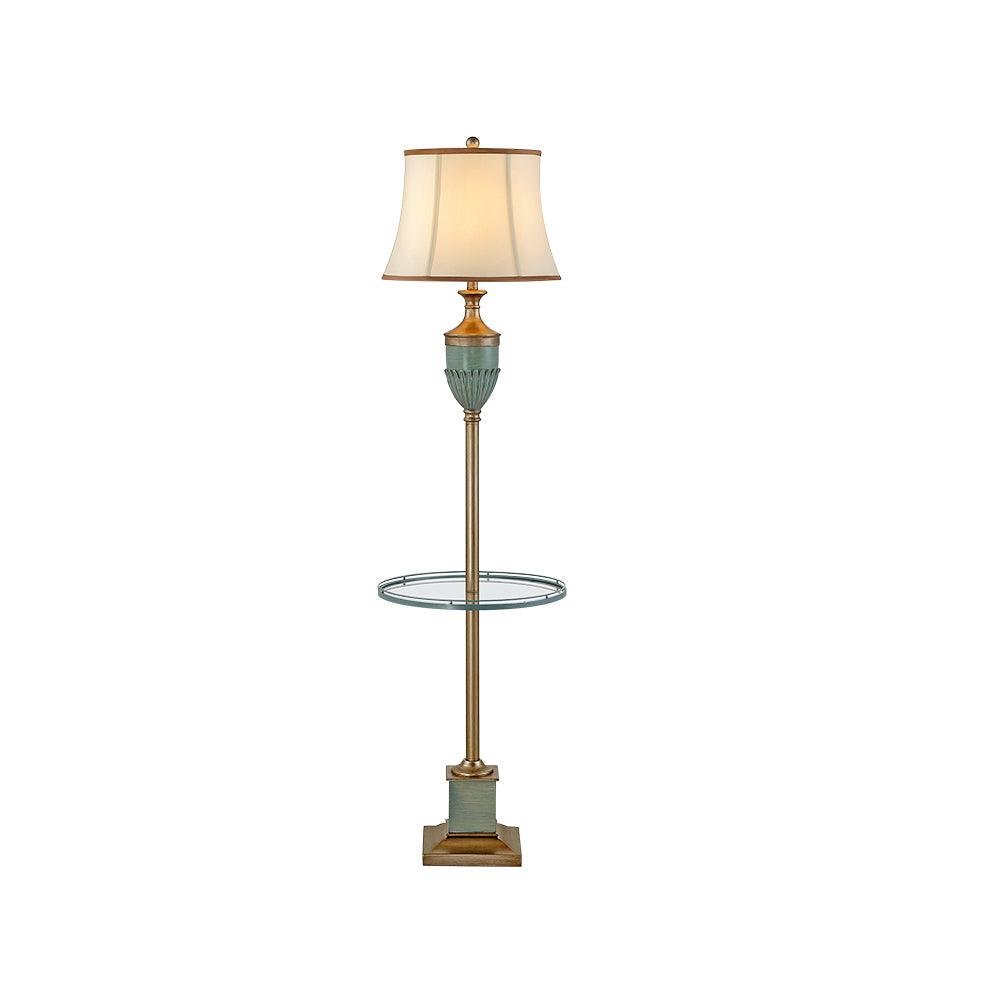 Smafan Model B Floor Lamp: Green+Gold, EU Plug, Diameter 17.7″ x Height 64.9″ (45cm x 165cm)