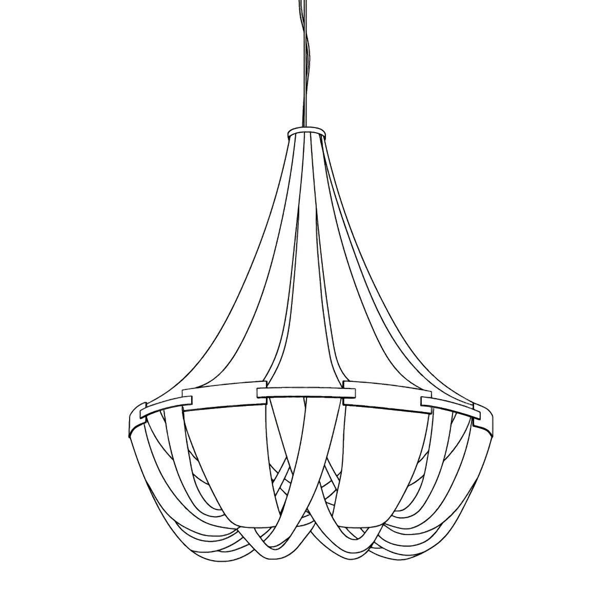 Aluminum Chain Chandelier with Tassel Detail, Diameter 47.2 inches x Height 59 inches (120cm x 150cm), Silver Finish