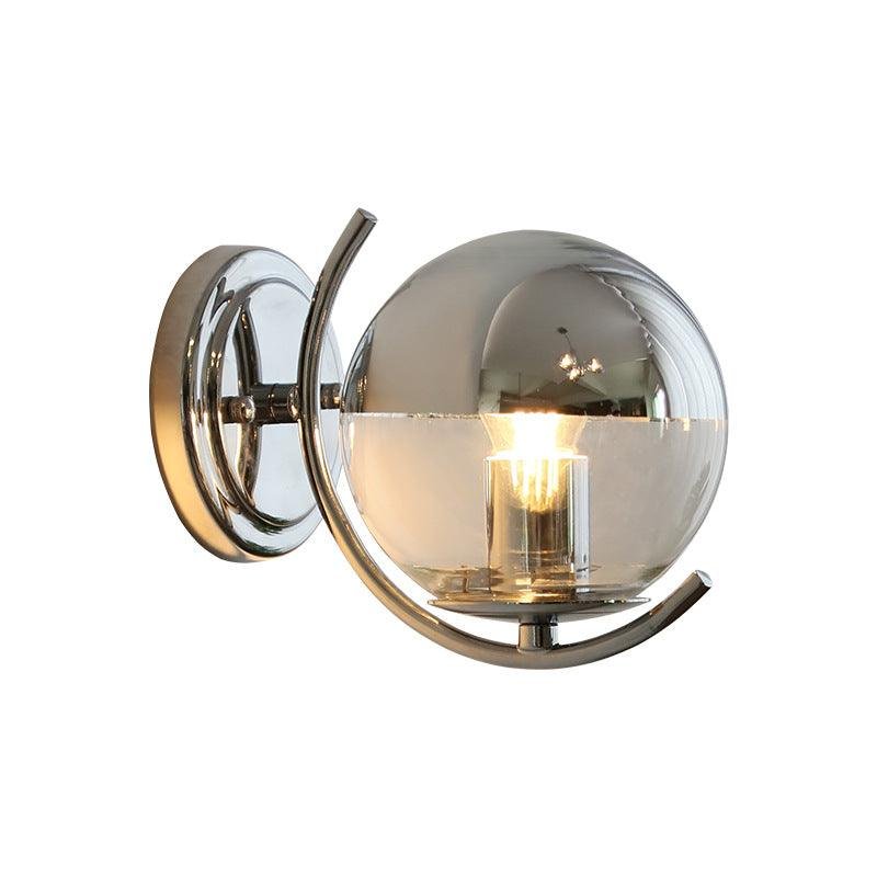 Silver Space Ball Wall Lamp Set of 2, with a diameter of 15cm and a height of 20cm