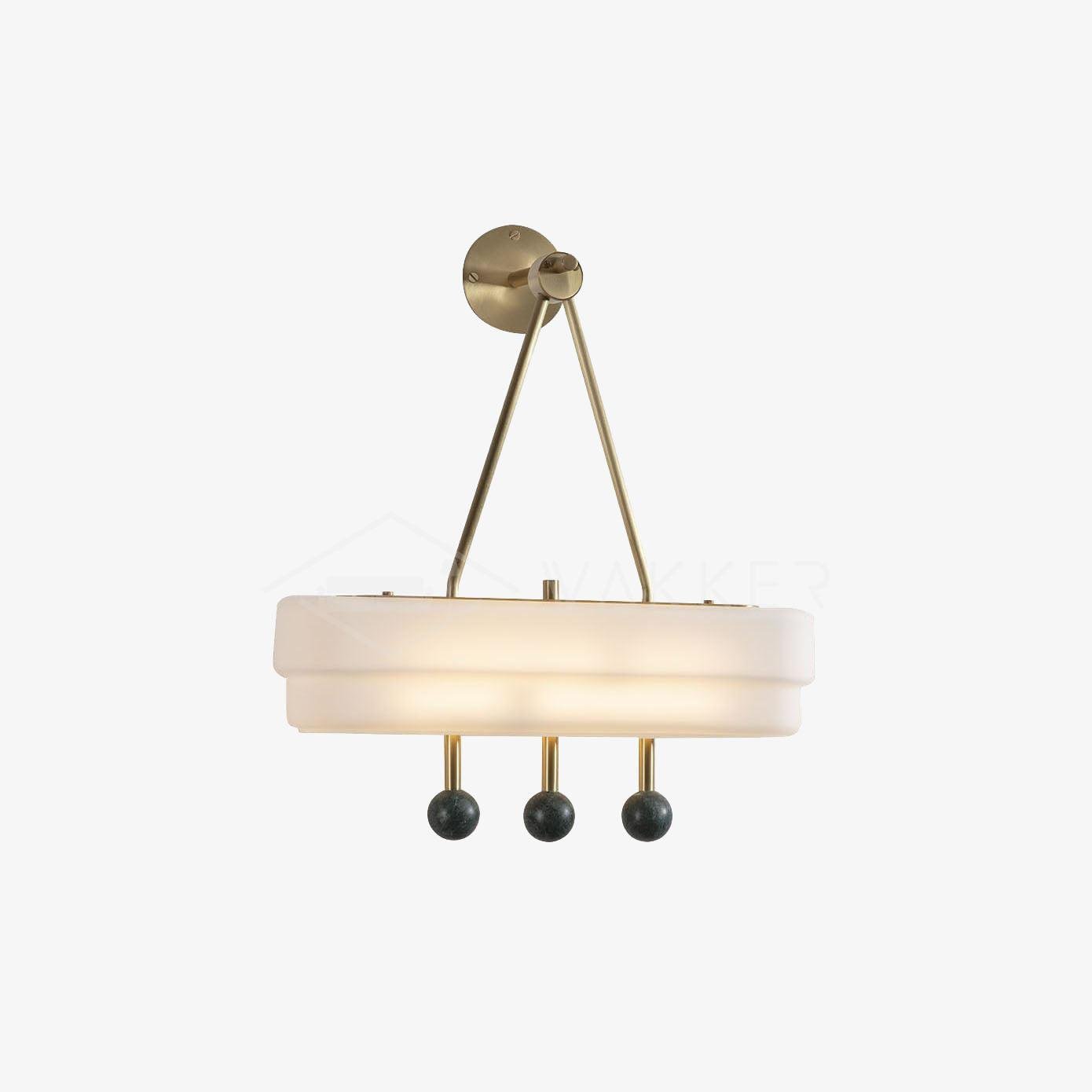 Spate Wall Light, Brushed Brass and Glass + Green Marble, Warm White, Diameter 40cm x Height 40cm, Set of 2