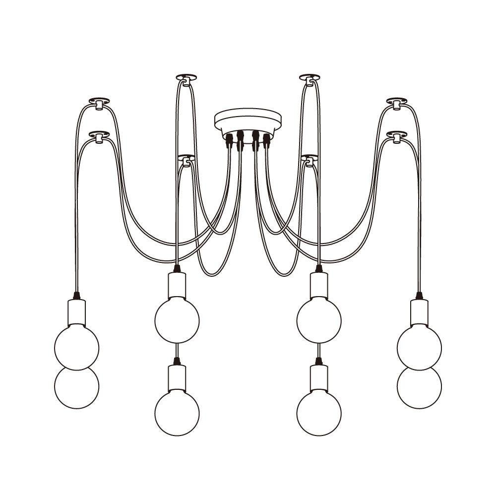 White Spider Ceiling Chandelier featuring 8 Heads, with a diameter of 5.9" (15cm)