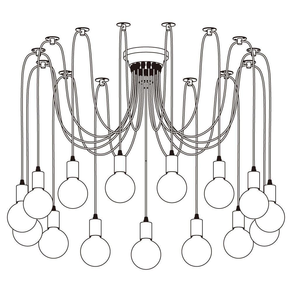 White Spider Ceiling Chandelier with 15 Heads and a 7.8" Diameter (20cm)