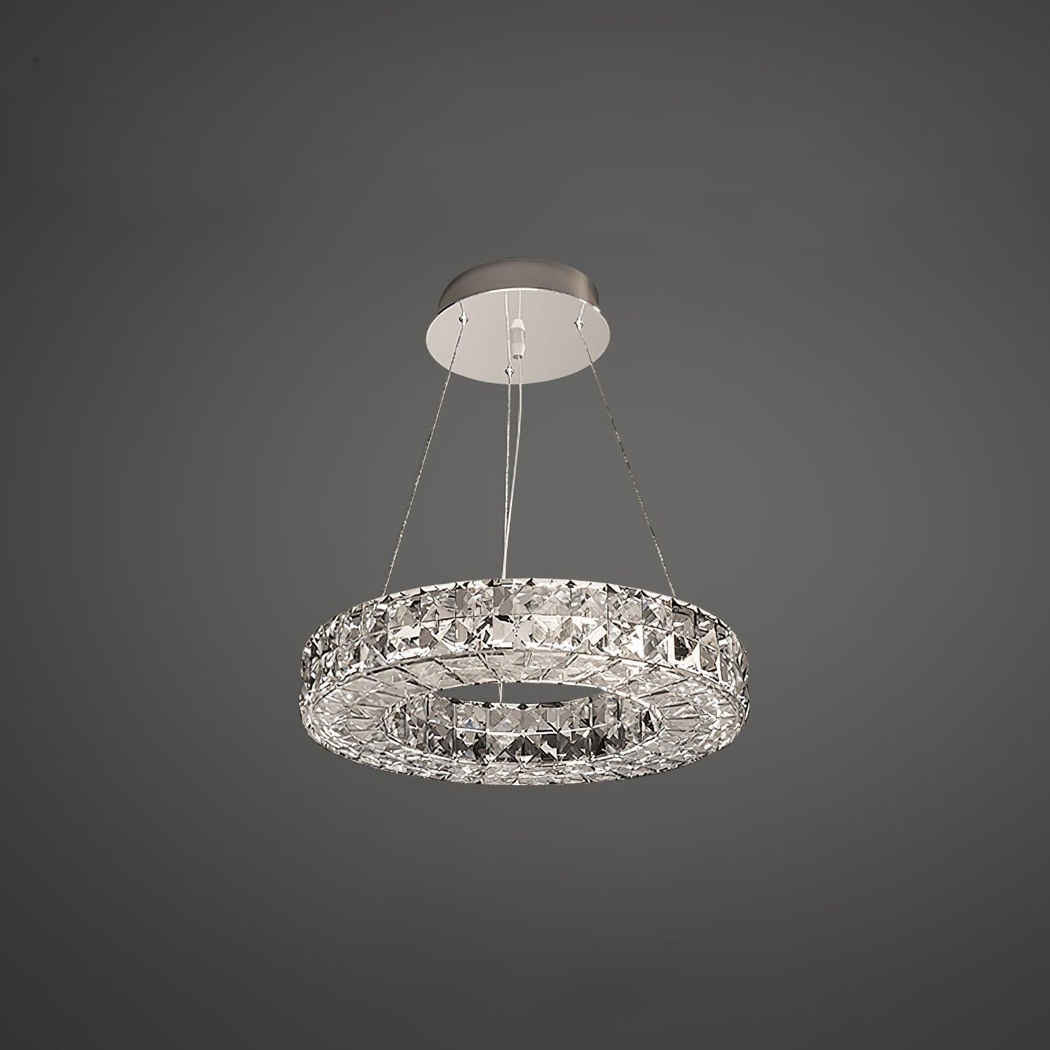 Chandelier Spiridon in Silver, Cool White, with a Diameter of 15.7" and a Height of 59" (40cm x 150cm)