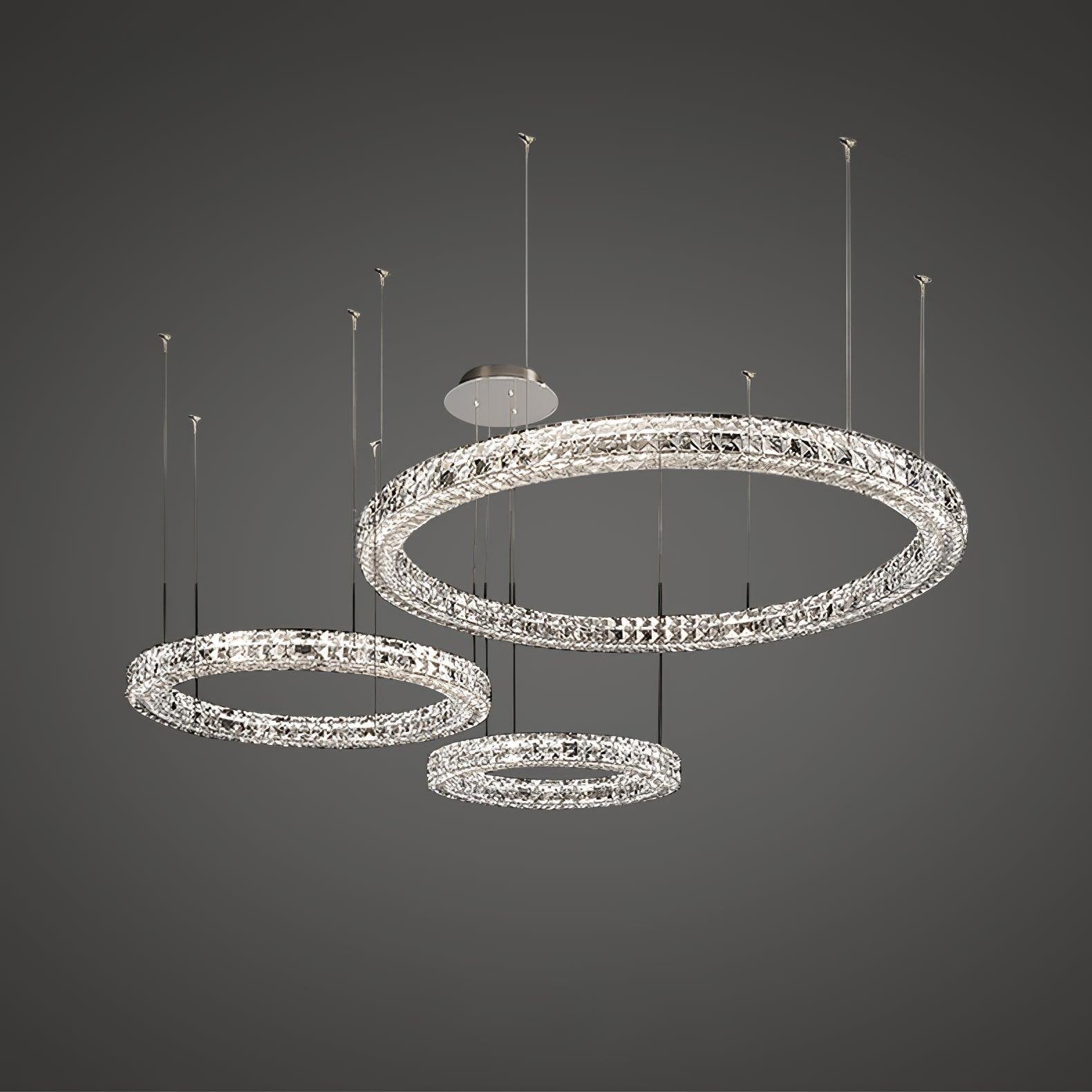 Silver Spiridon Chandelier in Different Sizes and Heights (Diameter 15.7", 23.6", 31.5" x Height 59", Diameter 40cm, 60cm, 80cm x Height 150cm) with Cool White Lighting