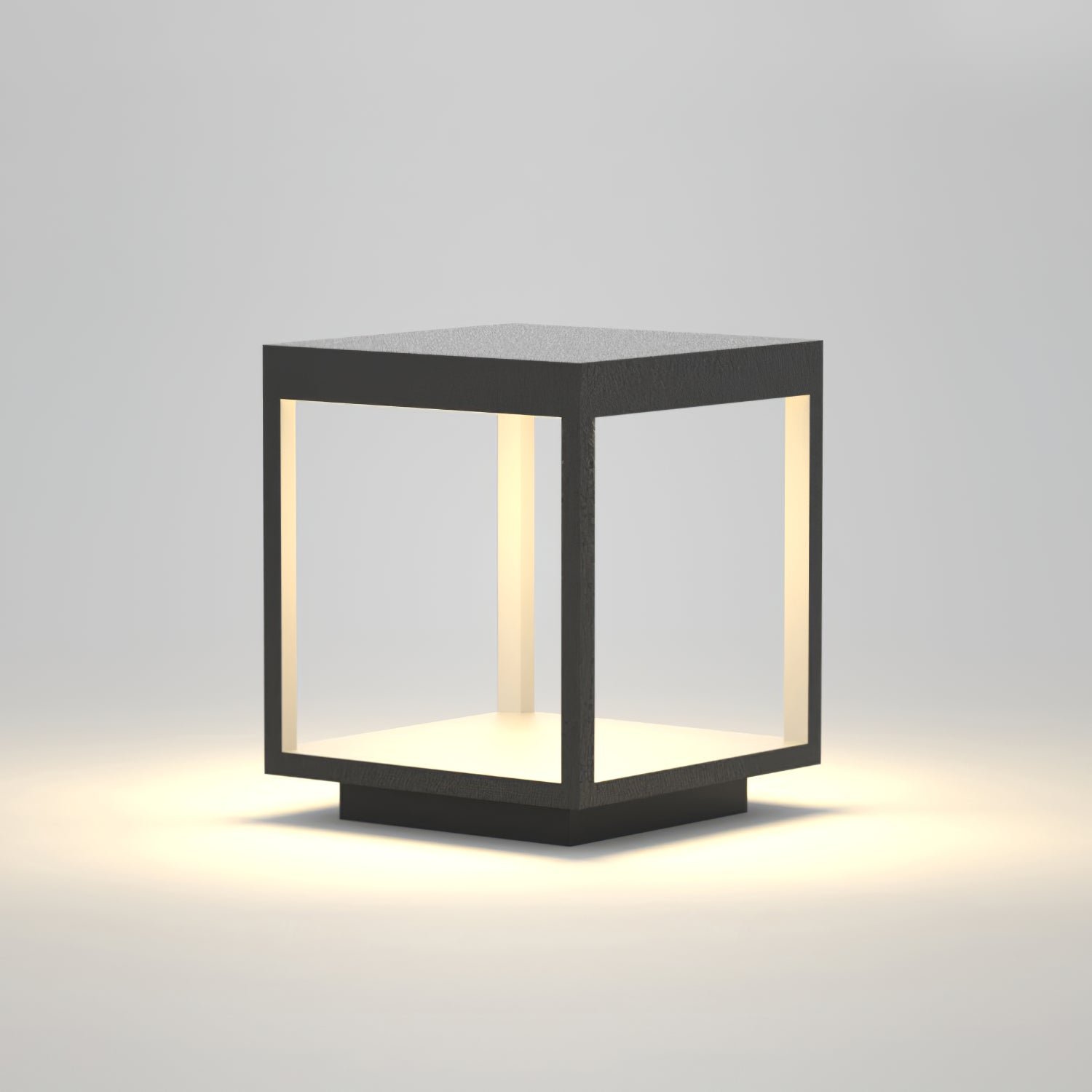 Square Frame Fence Post Garden Light ∅ 11.8″ x H 12.6″ , Dia 30cm x H 32cm , Black , Cool Light