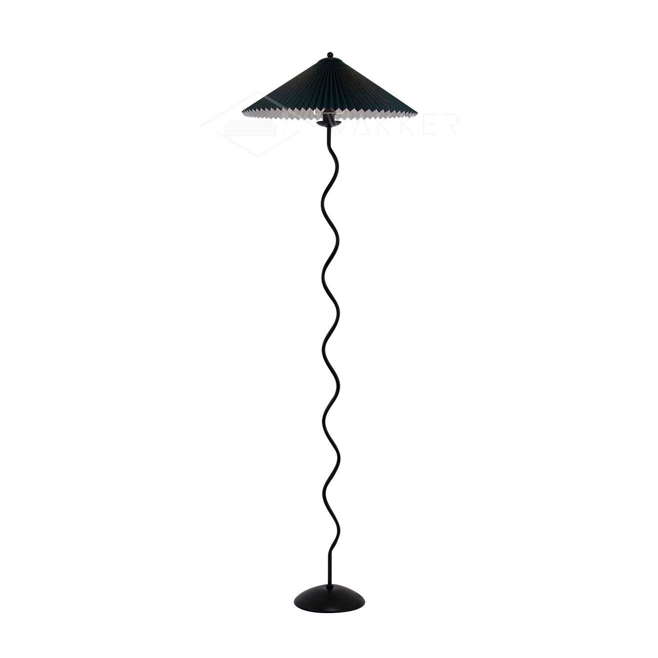 Dark Green Squiggle Floor Lamp with a Diameter of 17" and a Height of 59", or 43cm in Diameter and 150cm in Height, with UK Plug