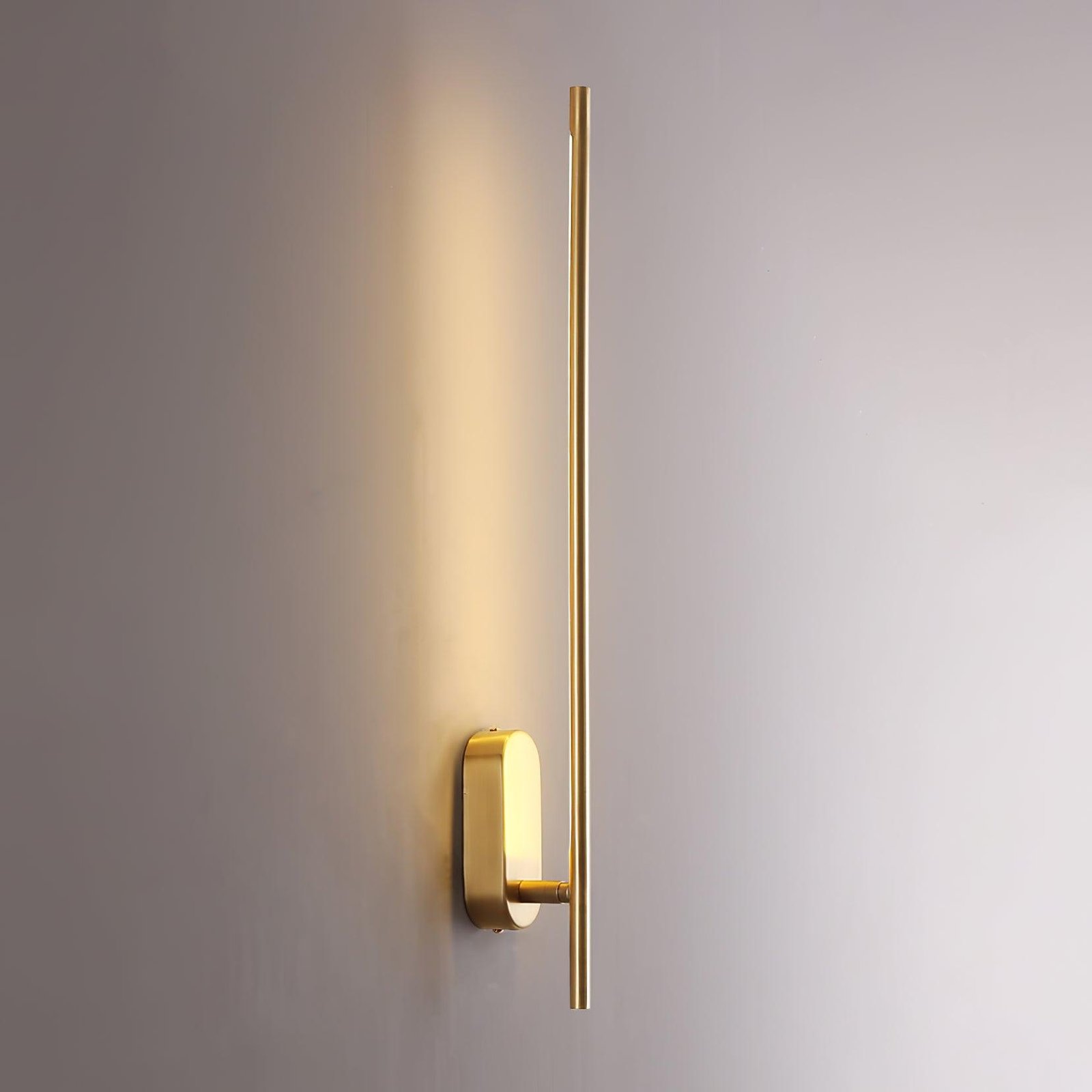 Set of 2 Brass Stick Shaped Metal Sconces, Dimensions: Length 2 inches x Width 3.1 inches x Height 23.6 inches, in Cool White