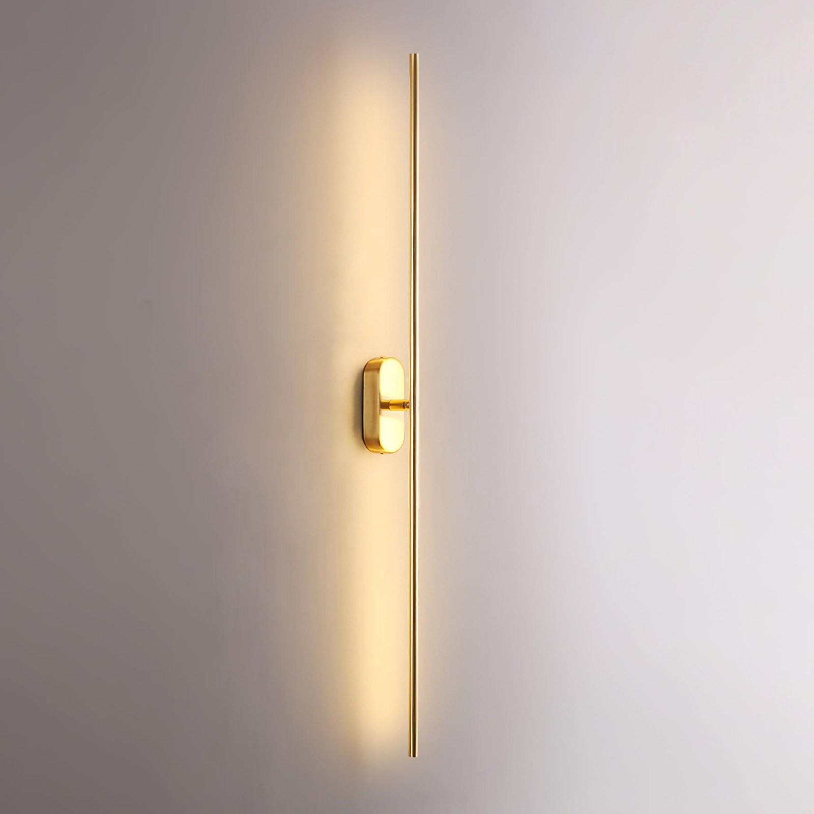 Stick Shaped Metal Sconce in Brass, Cool White - Dimensions: L 2″ x W 3.1″ x H 37.4″ (or L 5cm x W 8cm x H 95cm)