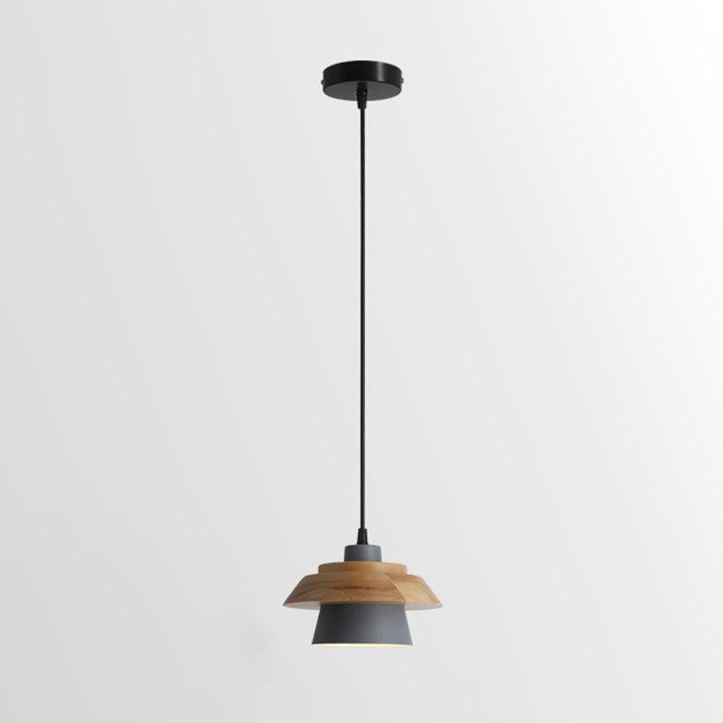 Stone Wood Pendant Lamp ∅ 7.5″ x H 5.1″ , Dia 19cm x H 13cm , Grey