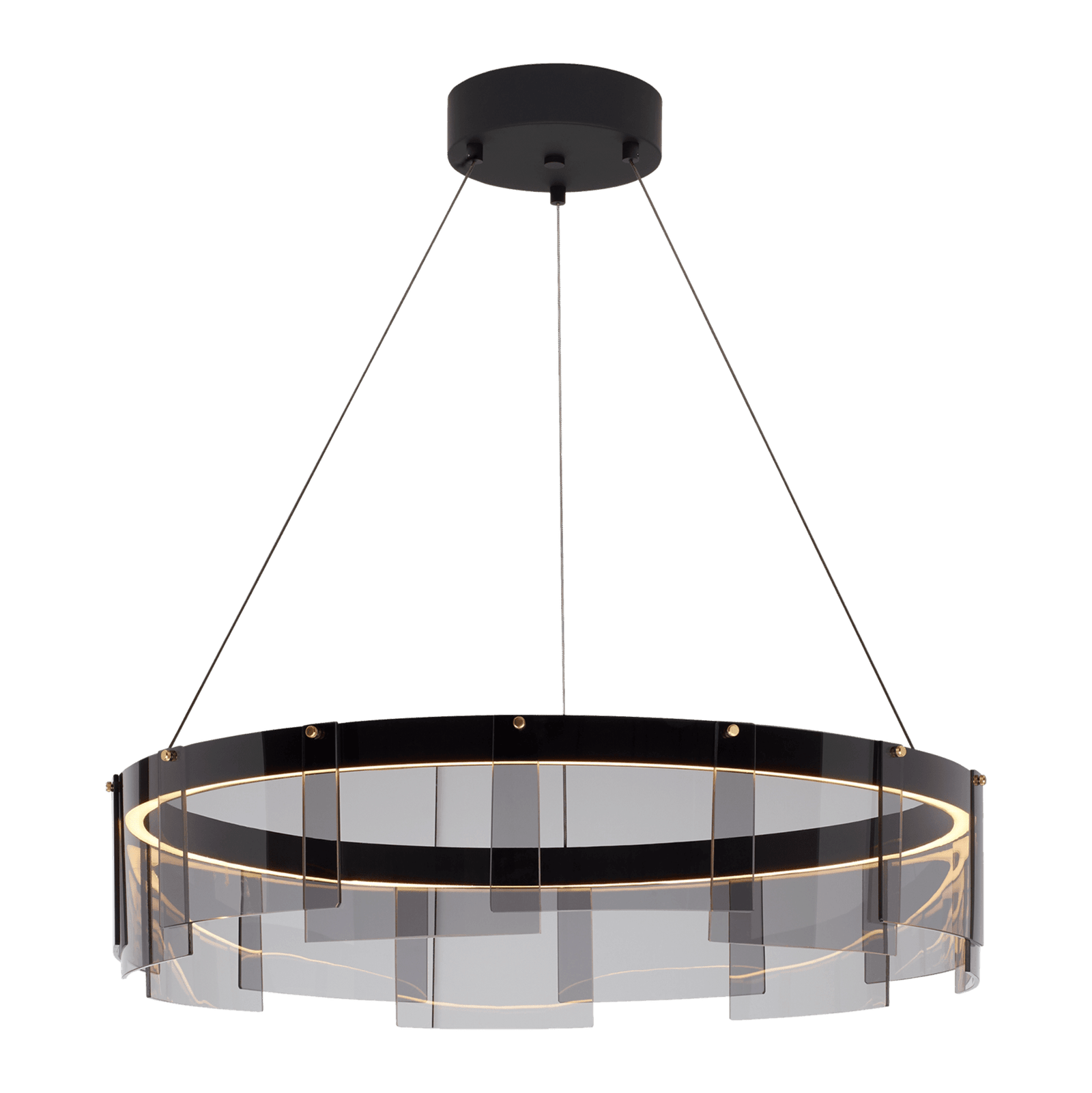Stratos LED Chandelier in Black with Cool White Light, measuring 39.4″ in diameter and 7.9″ in height (100cm x 20cm)